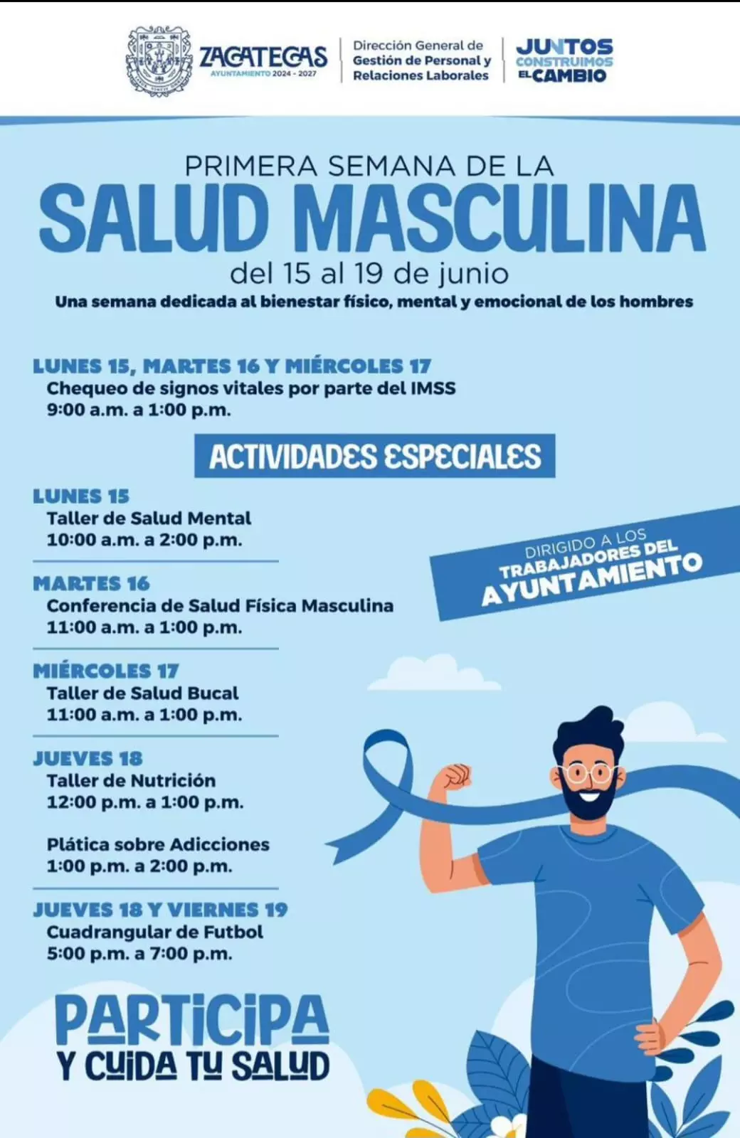 Ayuntamiento de Zacatecas impulsa la prevención con la Semana de Salud Masculina